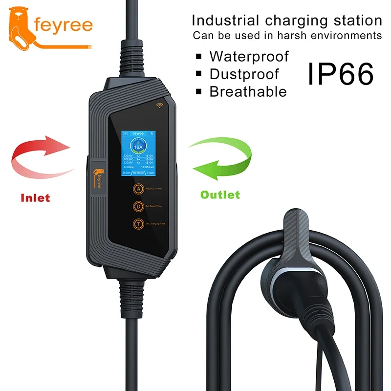 feyree 11KW 16A 3Phase Type2 P - đánh giá và giá Type 2 Portable Ev Charger 11Kw Cee